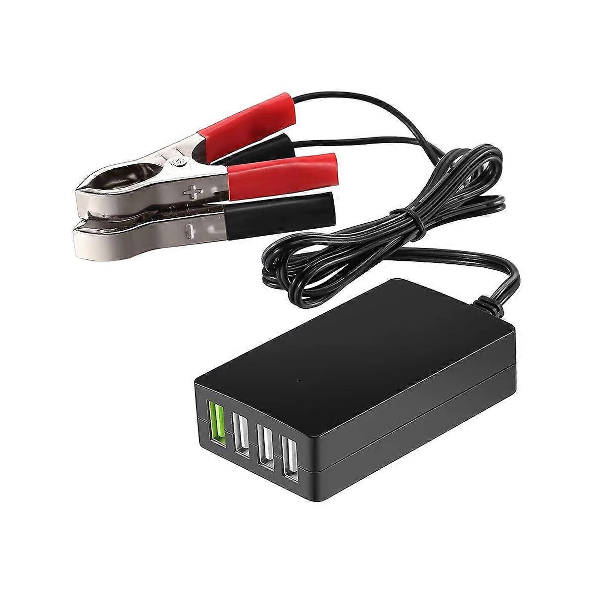 Portable DC with Battery Clip, 12V/24V To 5V 4-Port USB Charger Multiport Adapter Other Smart Phone
