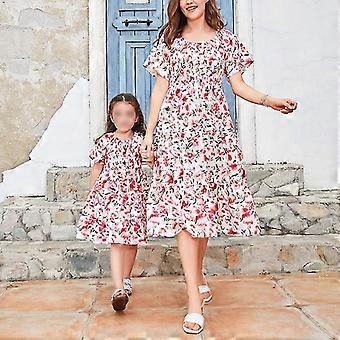 Tflycq Mother Daughter Parent-Child Family Matching Dress Casual Beach  Summer Sundress Crew Neck Long Dresses | Fruugo NO