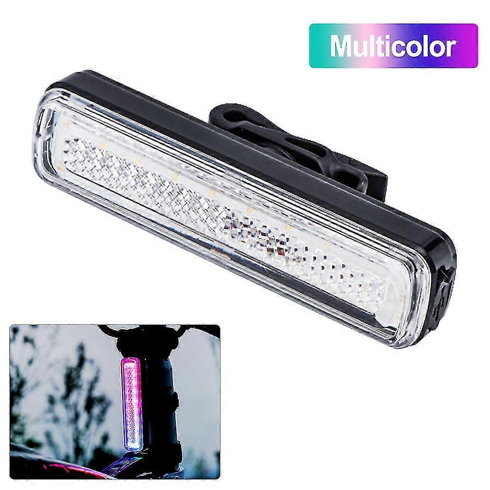 Multi-colore Rgb Bicycle Rear Light Usb Charge 14-mode Taillight Mtb Night Riding Cob Led Warning Bike Lamp