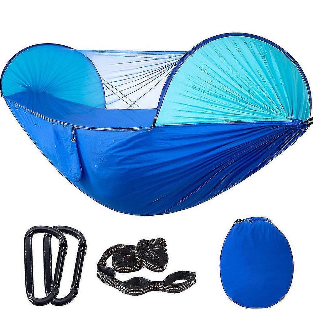 Amaca da campeggio all'aperto con zanzariera, amaca portatile con cintura per alberi, amaca in nylon