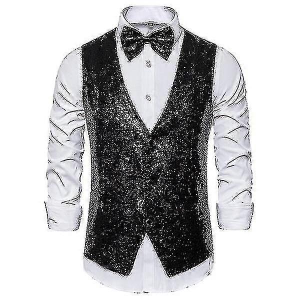 Herren Paillettenweste Glänzende Anzugweste V-Ausschnitt Partykleid