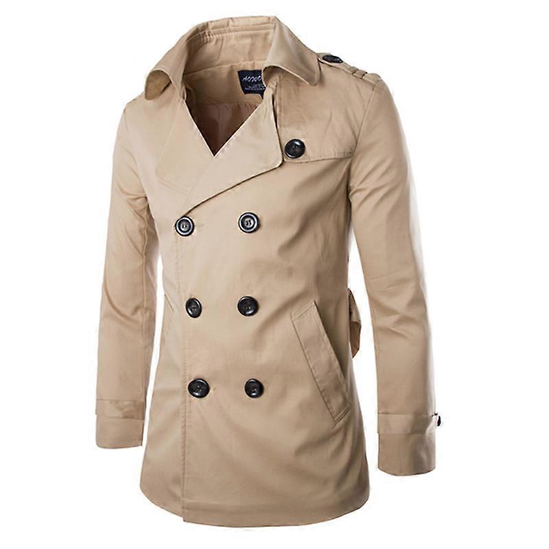 Men's Trench Coat Classic Double Breasted Pea Coat Wool Jacket