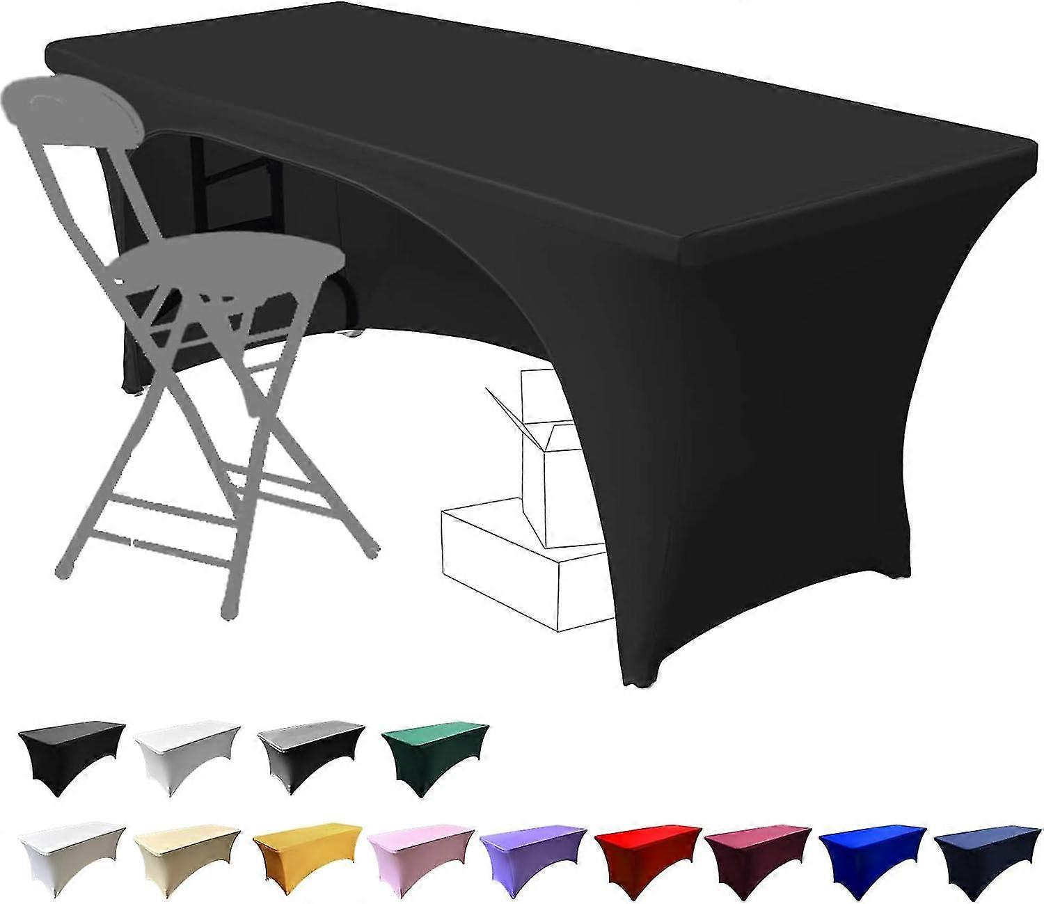 Stretchable Tablecloths 6ft for Rectangle Tables with Open Back, Fitted Spandex
