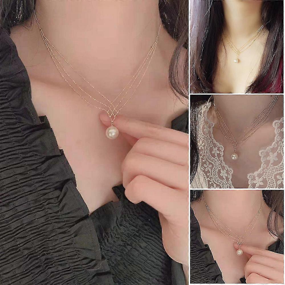 Minimalistische Perle Anhänger Multi Layer Clavicle Chain Design Mode für Frauen