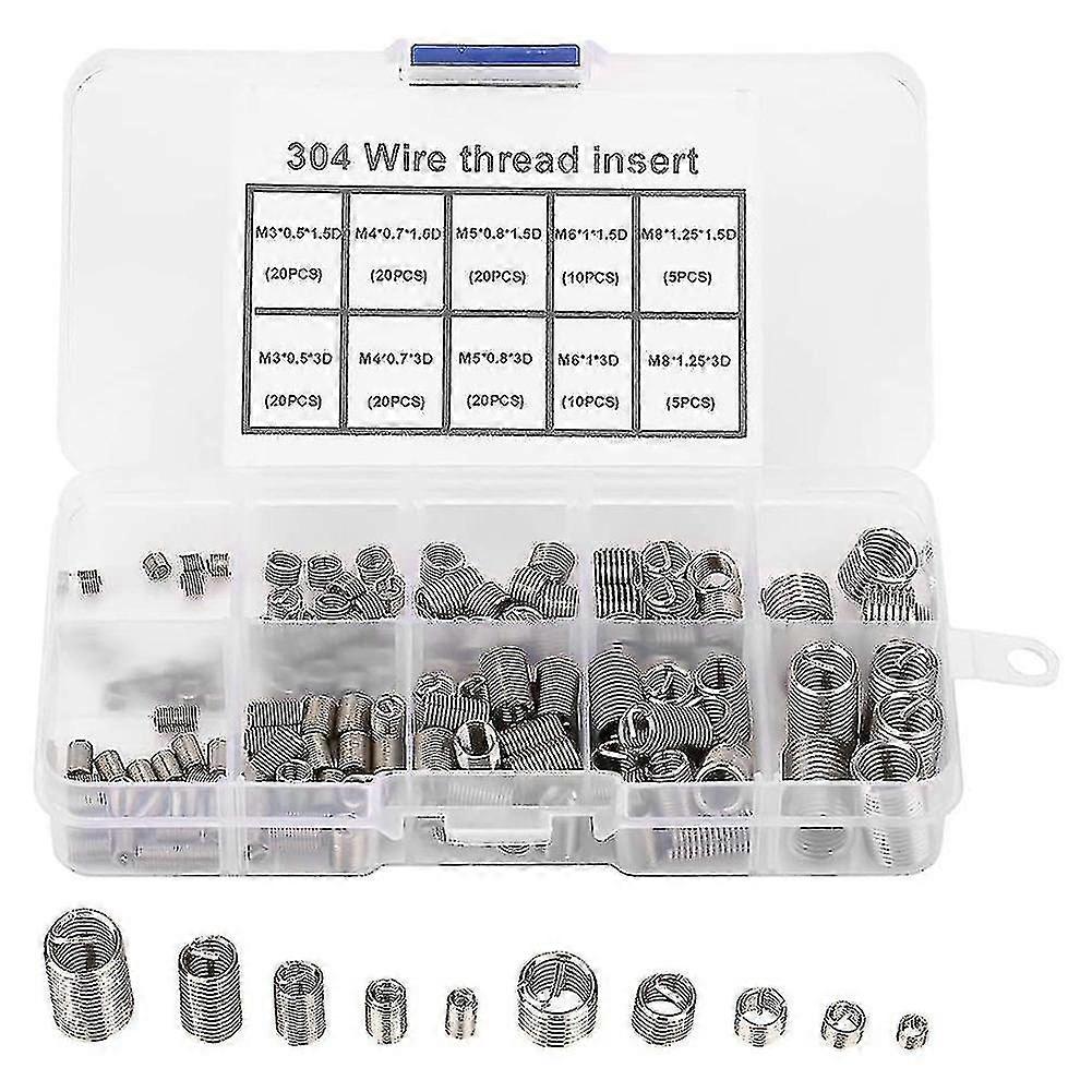 150st M3 M4 M5 M6 M8 Mindre stål Heli Coil Thread Rep Insert