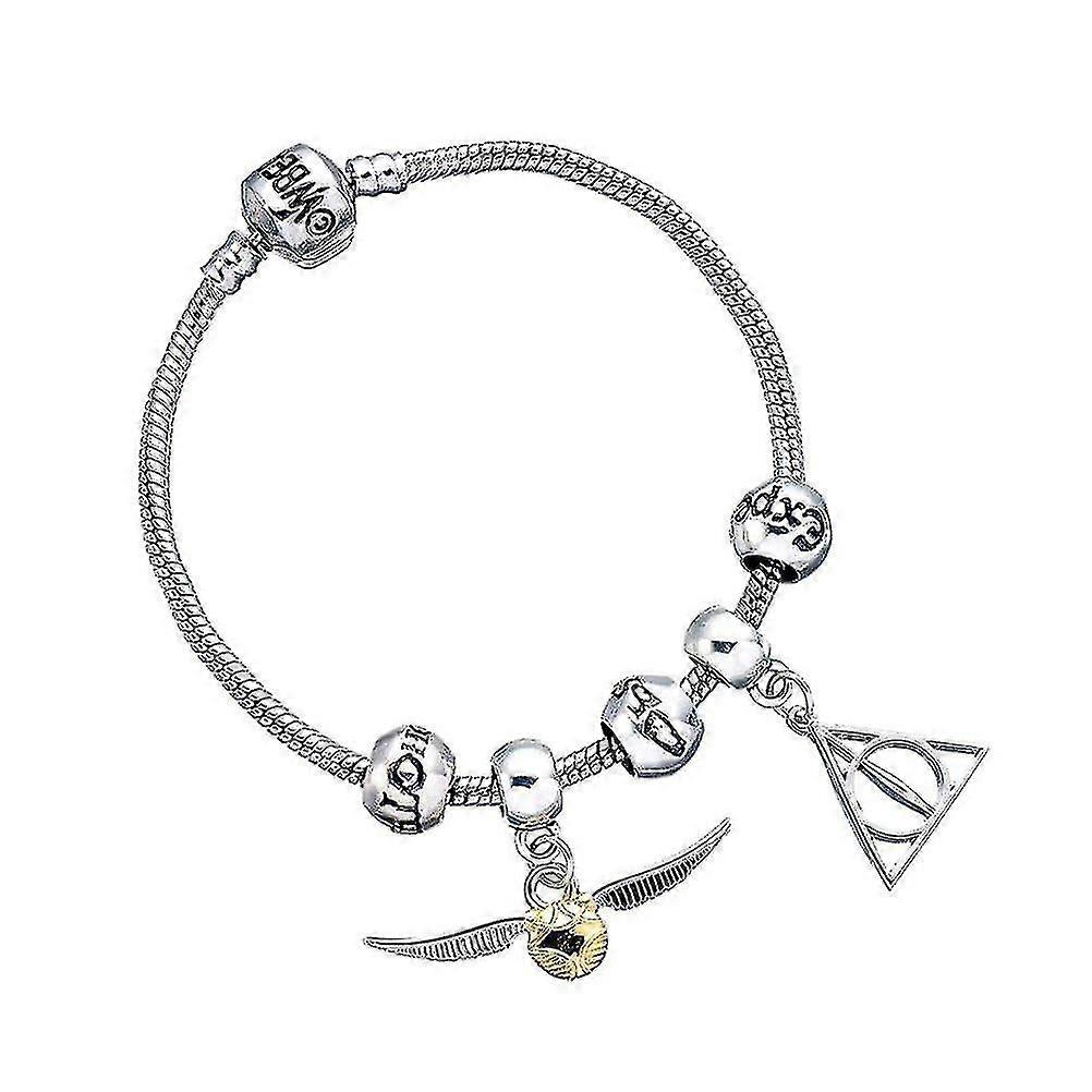 Harry Potter Deathly Hallows And Golden Snitch Charm Bracelet- Ssxjv