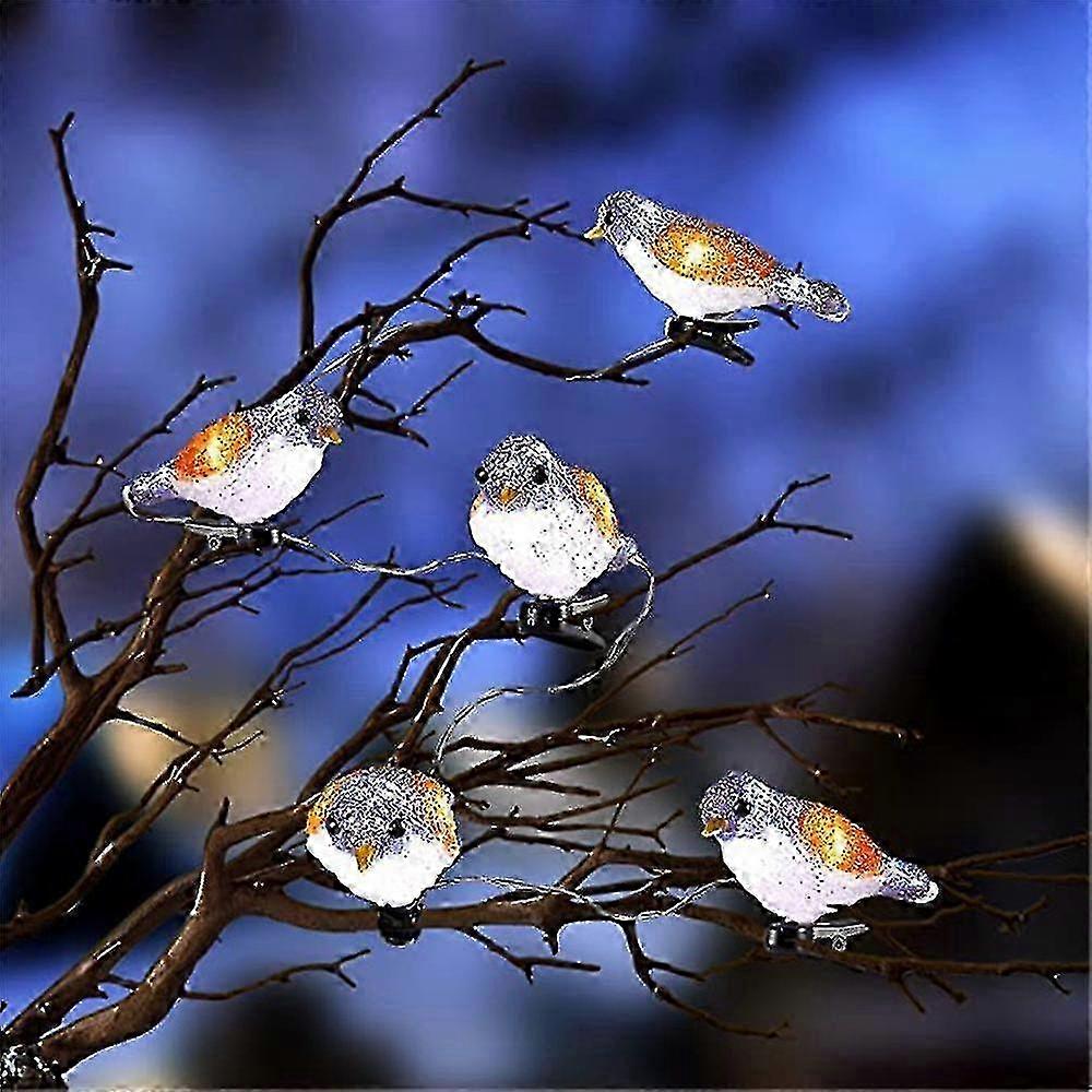 Utendørs juledekorasjoner Fugler String Lights, ledet Akryl 5 Birds Lights Med Clip Vanntett