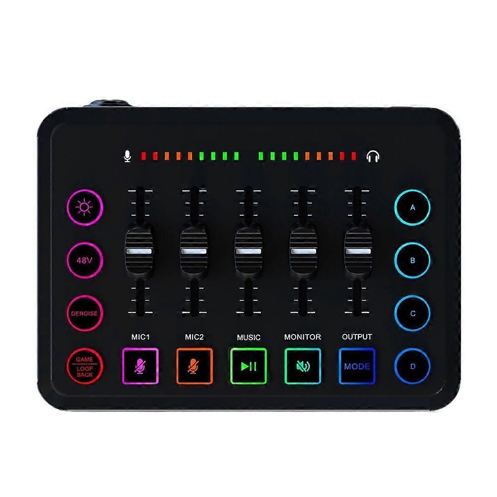 Gaming Audio Mixer External Sound Card Independent Channel Control Bluetooth-compatible Streaming RGB PC Mixer with XLR Microphone Interface
