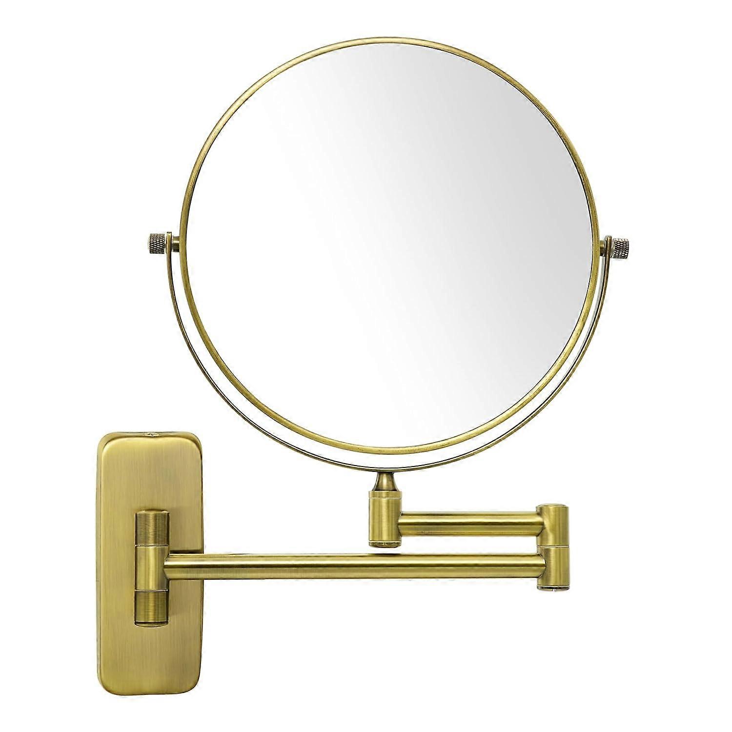 Antique Satin Brass Makeup Mirror with 7X Magnification 8-Inch