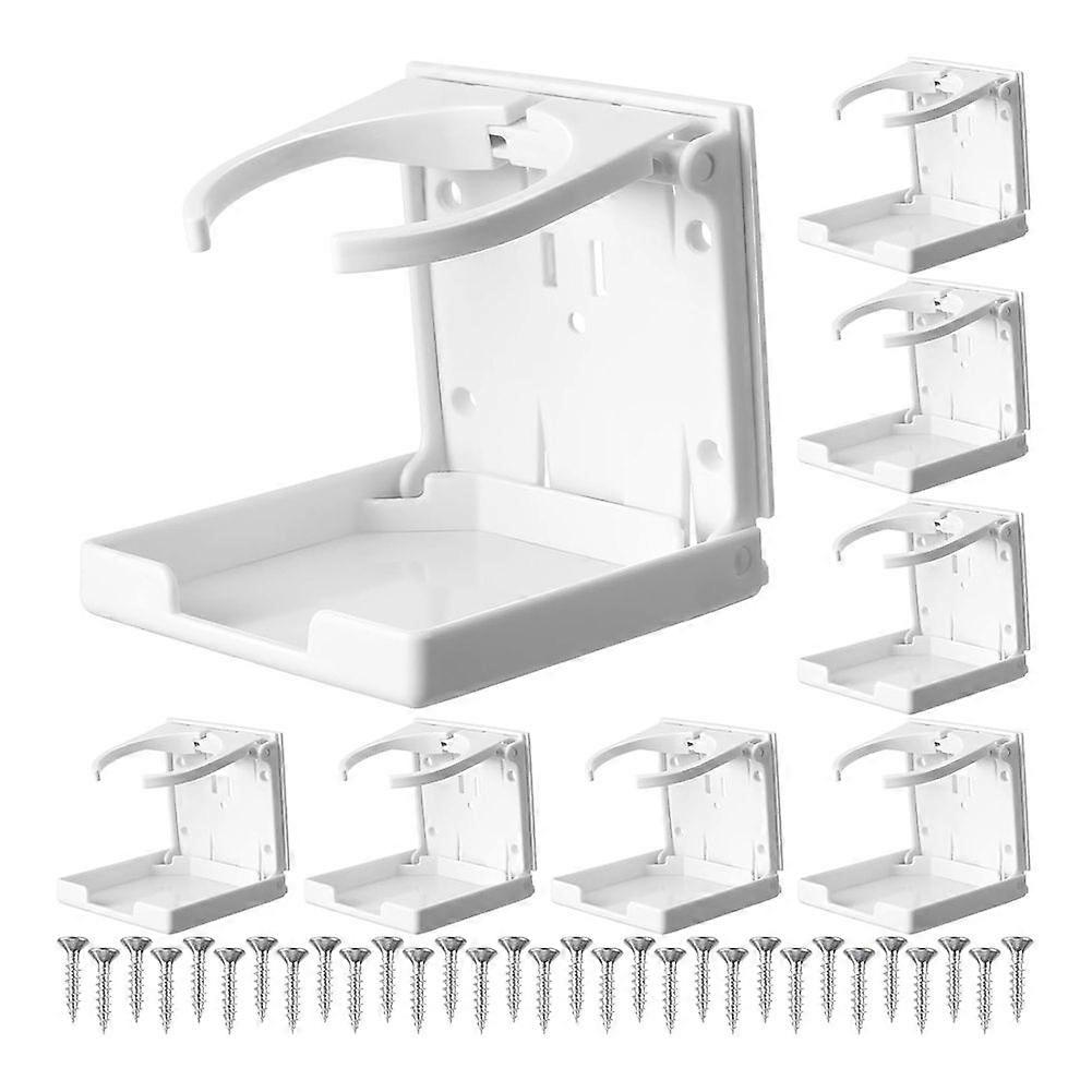 8 Pack Adjustable Cup Holder Folding Drink Holder with Screws Universal Plastic Wall Mounted Cup Ho