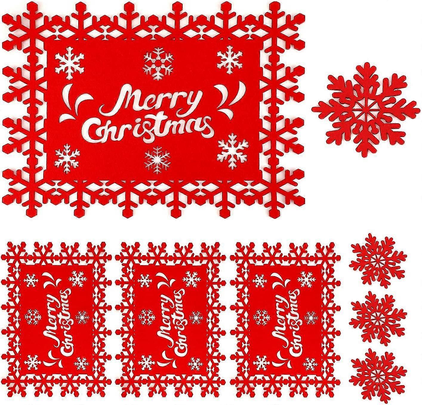 Christmas Plmats 8-piece Set Of Table Plmats And Drink Coasters,7032