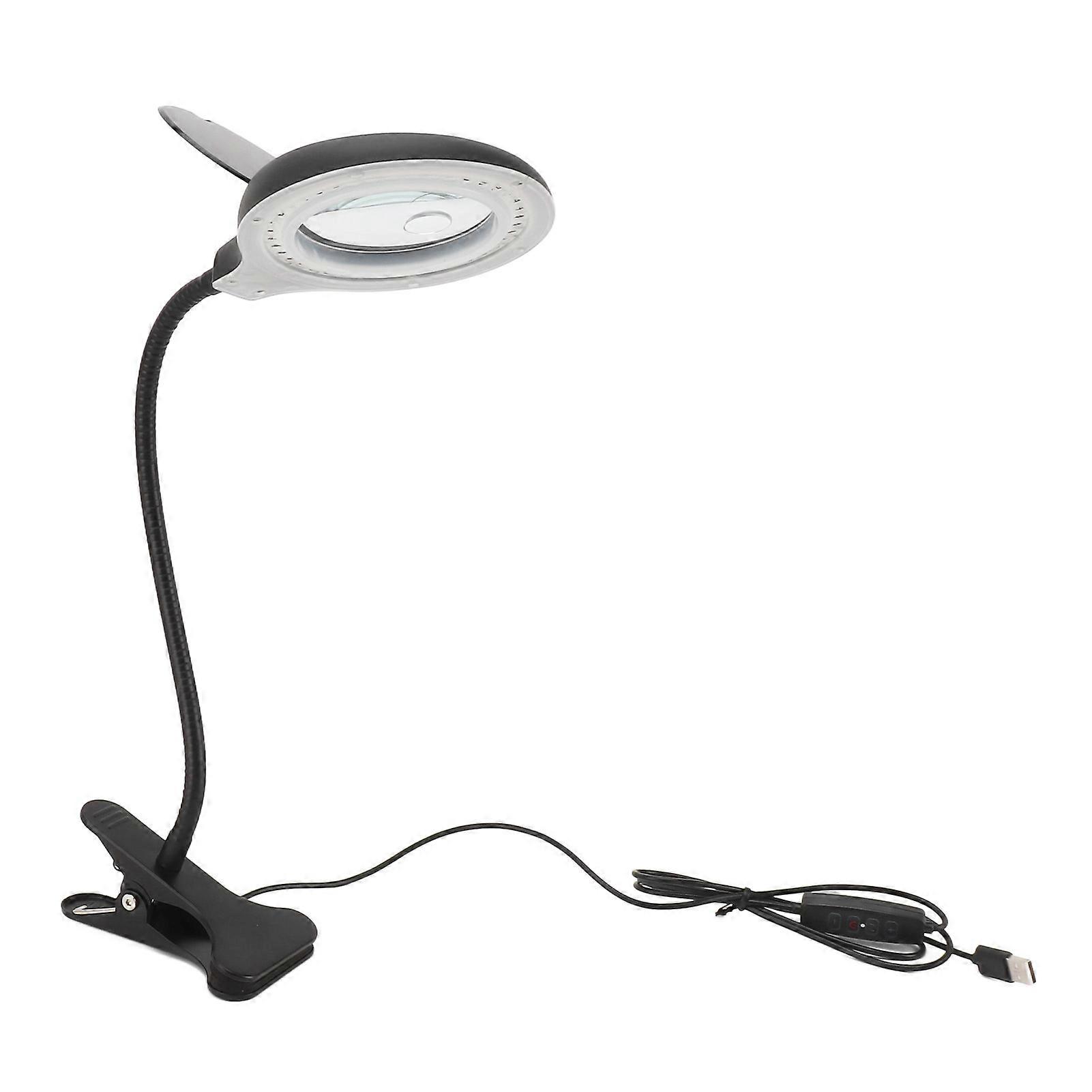 Clip On Glass with Light Iron and PP Adjustable LED Magnifying Desk Lamp for Soldering Craft Reading