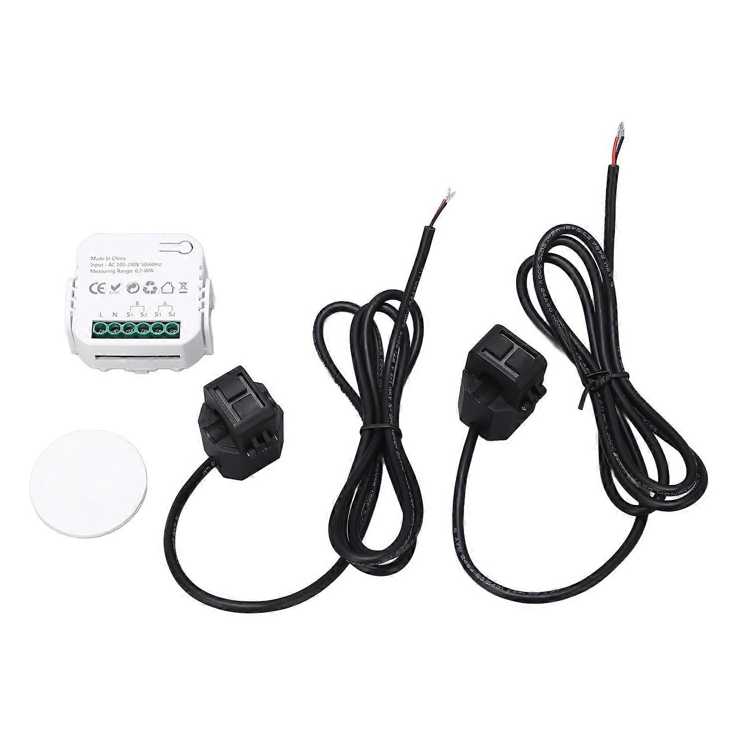 WiFi Smart Energy Monitor Single Phase Clamp Electricity Meter 100‑240V AC for Home Appliances Black
