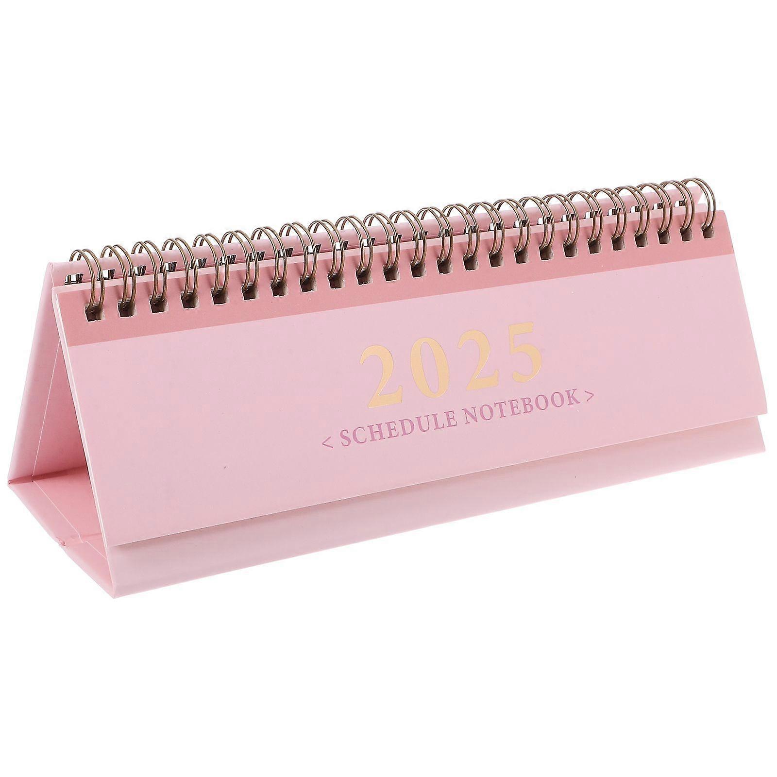 Mini Desk Calendar 2025 Horizontal Small Desk Planner English Edition For Office Flip Calendar For Desktop Organization And Scheduling(Pink)