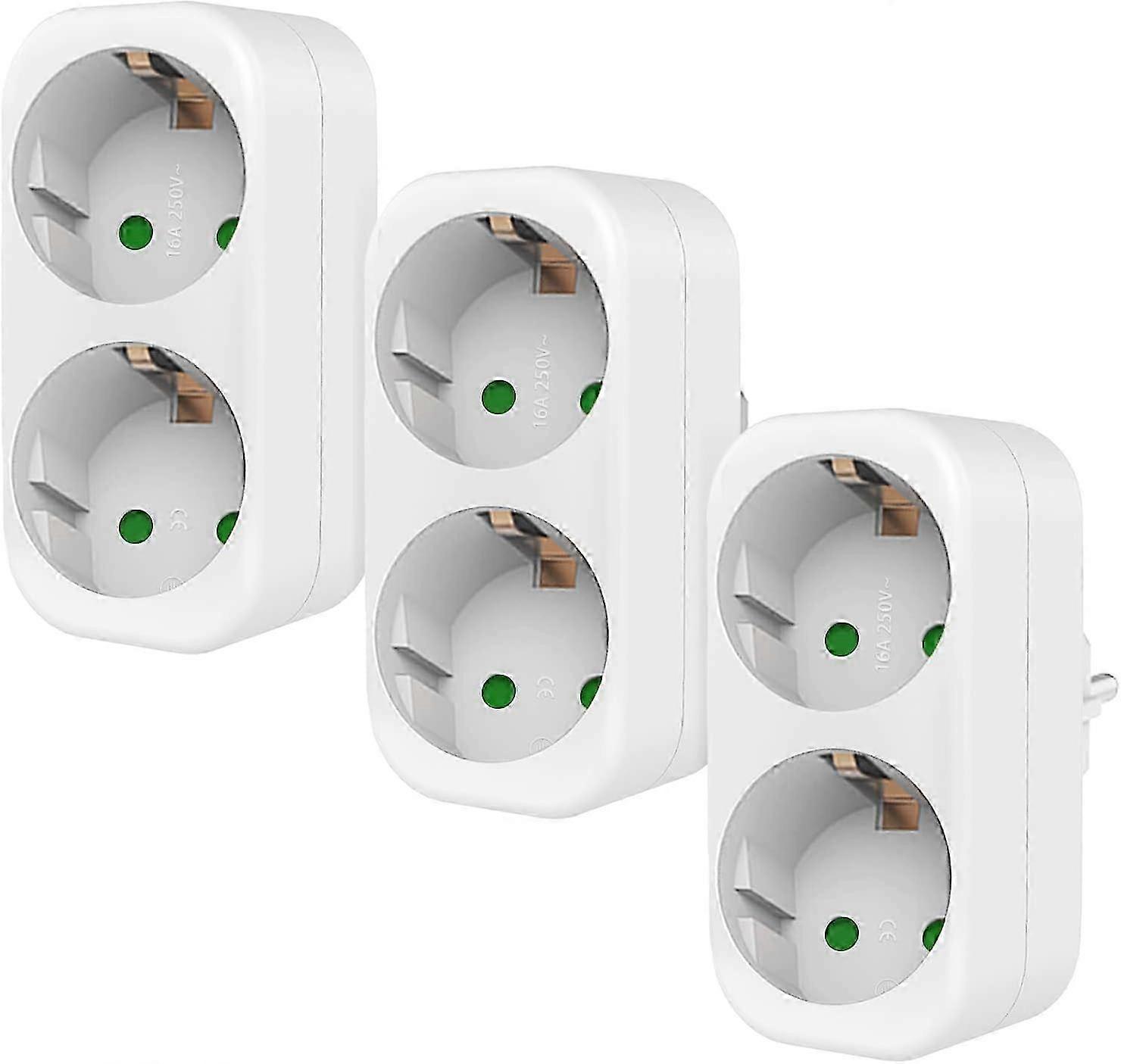 Double Plug for Socket, Pack of 3 Multiple Sockets without Cable, 4000 W Portable Wall Plate Sockets
