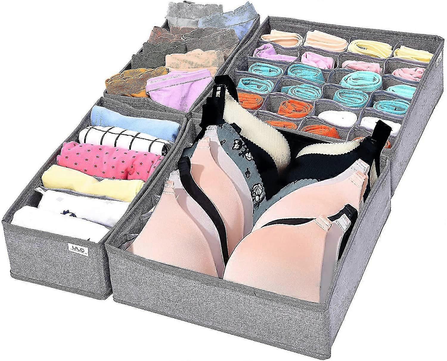 Closet Underwear Organizer Drawer Divider 4 Set, Gray