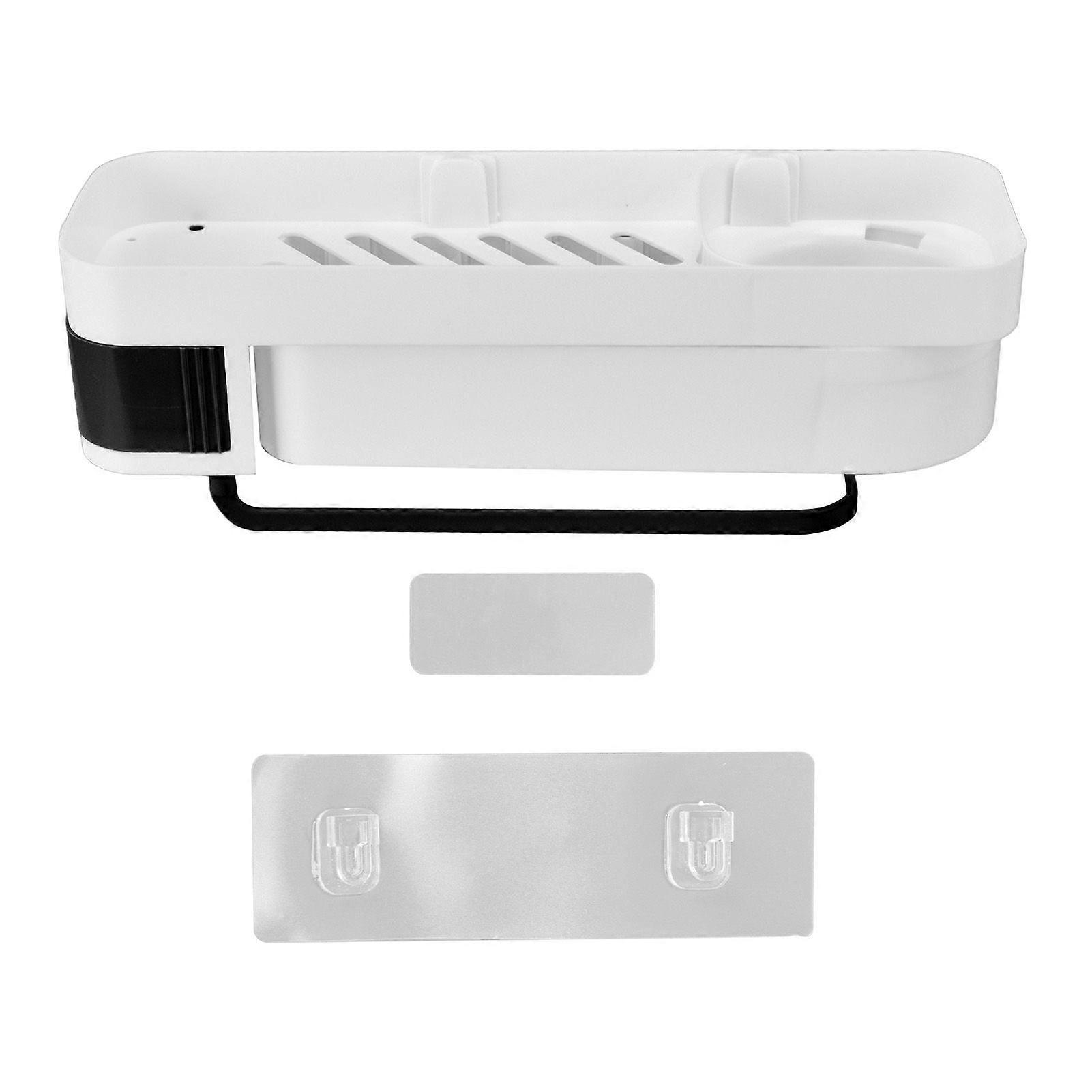 Bathroom Corner Rack Double Layer Rotatable Wall Mounted Stylish Simple Multifunctional Storage ShelfWhite and Black