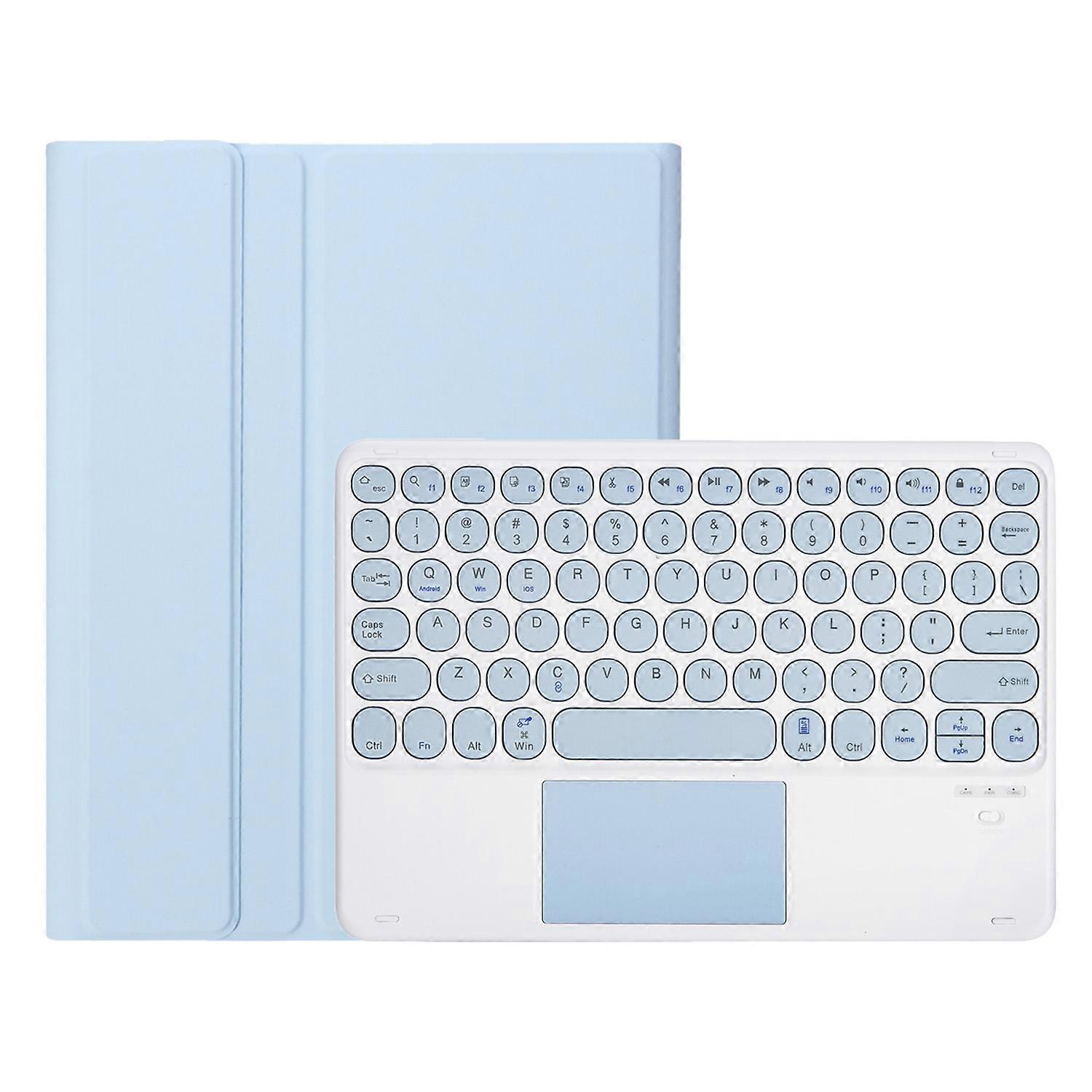 YA09B-A Candy Color TPU Round Keycap Touch Bluetooth Keyboard Leather Case with Pen Slot