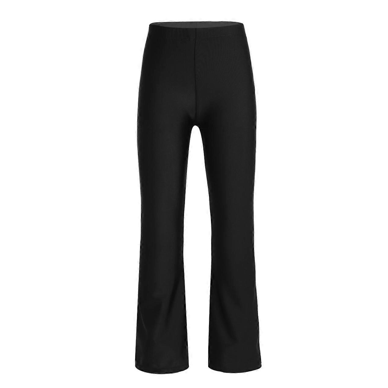 Barn Flickor Casual Utsvängda Långbyxor Stretchiga Lösa Smalbyxor Danskläder För Jazzdans Svarta