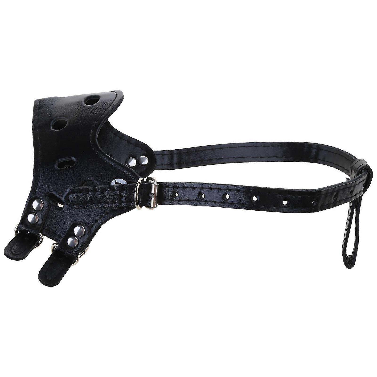 Dog Mouth Guard for Medium Large Secure Halters Muzzle PU Comfortable Adjustable Dog Muzzle  XS Black