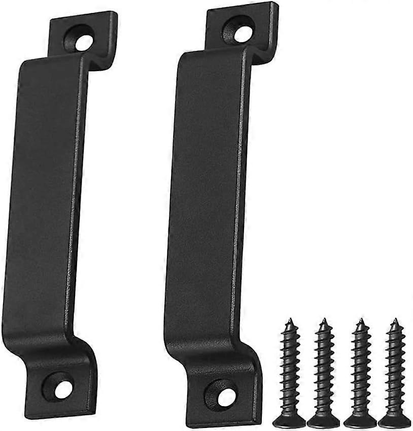 Barn Door Handle - Solid Black Steel Door Handle - Includes Screw (Black)