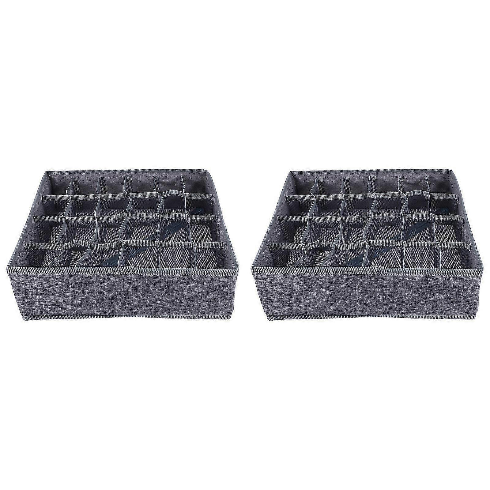 2pcs Drawer Organizers Dividers Socks Storage Case 24 Grids Socks Container