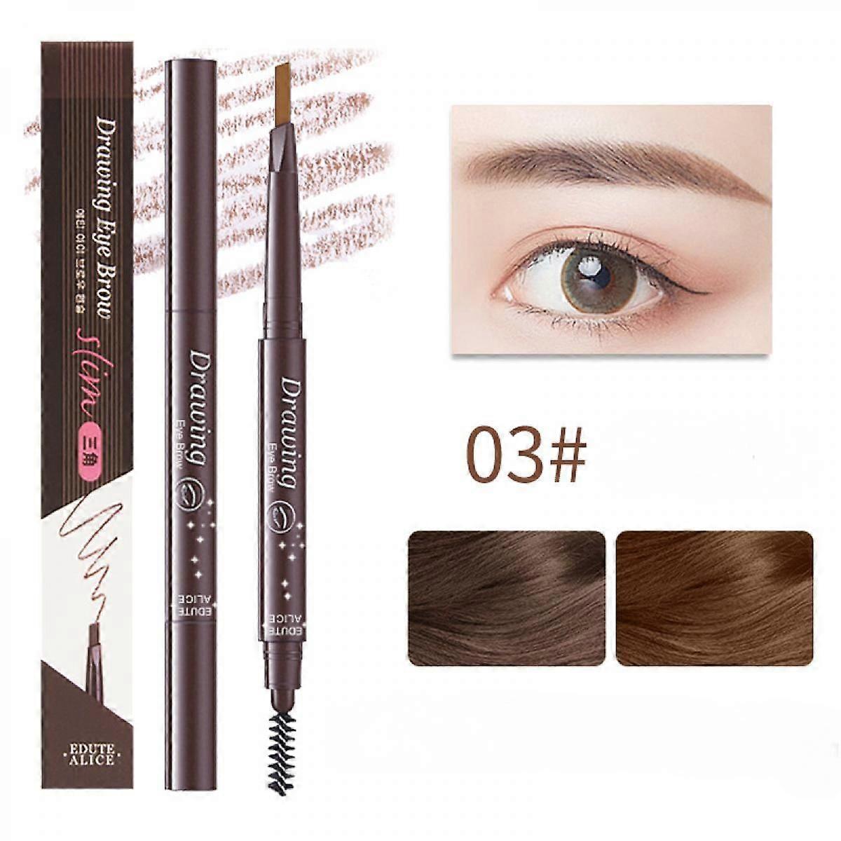 3 Pcs Double-headed 1.5mm Eyebrow Pencil Ultra-fine Triangle Eyebrow Shape, Brown