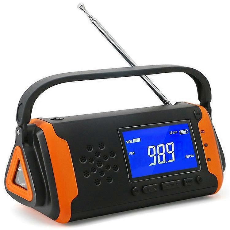 Nöd Solar Handvev Radio AM / FM-radio med LED-ficklampa 4000mAh Power Bank Laddare (EU-version)