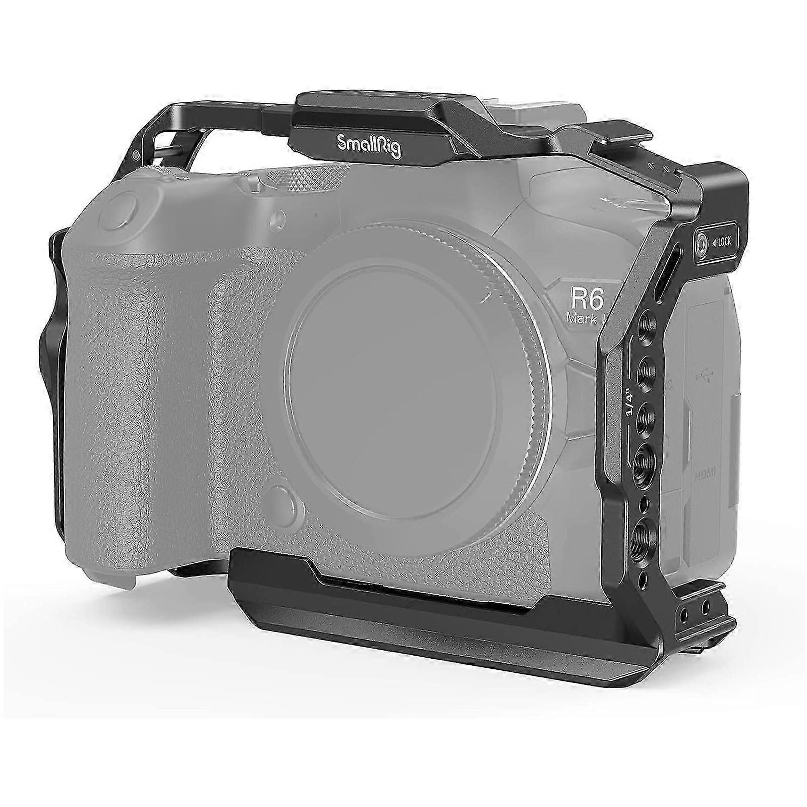 SmallRig R6 Mark II Camera Cage for Canon, Video Making Camera Rig for Canon R6 Mark II, Built-in Dual NATO Rails, Quick Release Plate for Arca, Horiz
