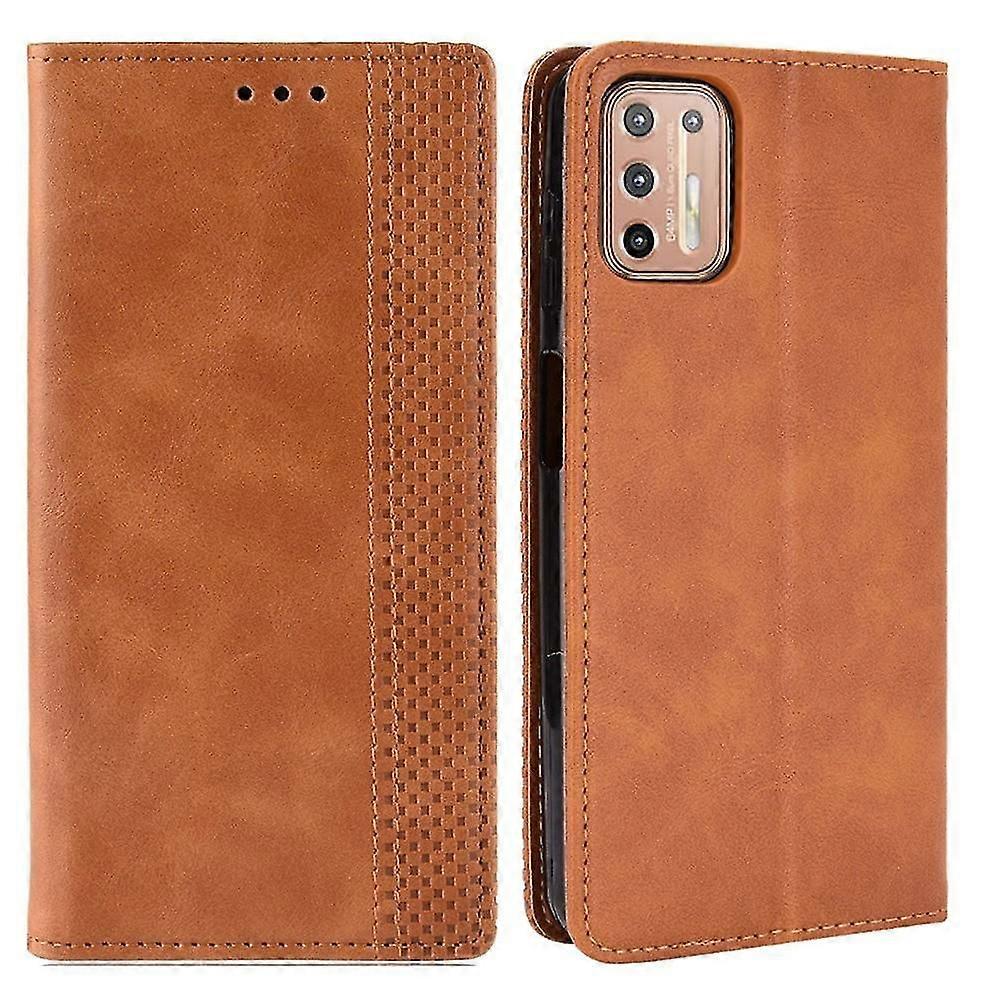 Magnetic Vintage Style Phone Protective Shell For Motorola Moto G9 Plus With Wallet Stand