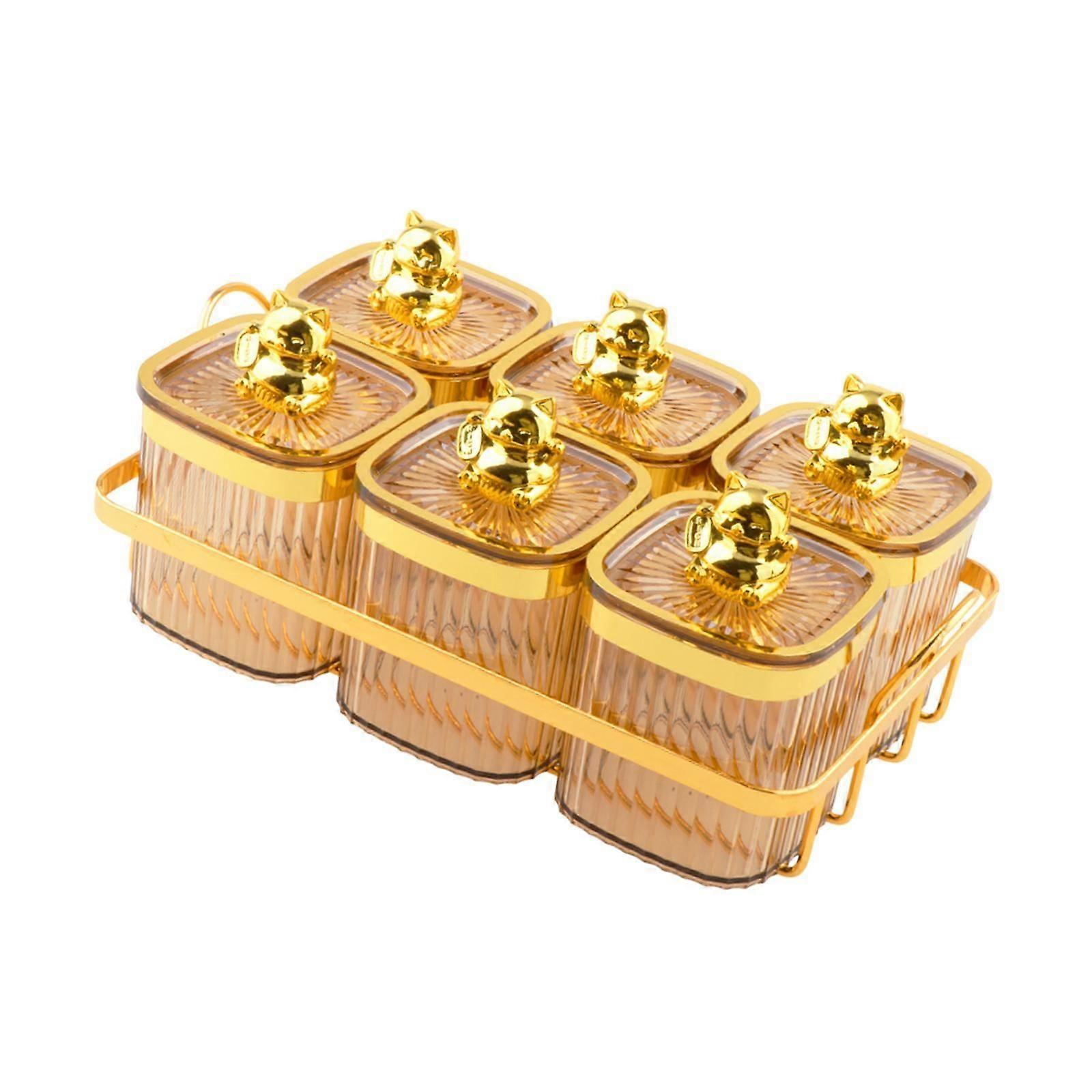 6 Grids Wedding Decor Multipurpose Kitchen Spice Jars for Party Home Amber