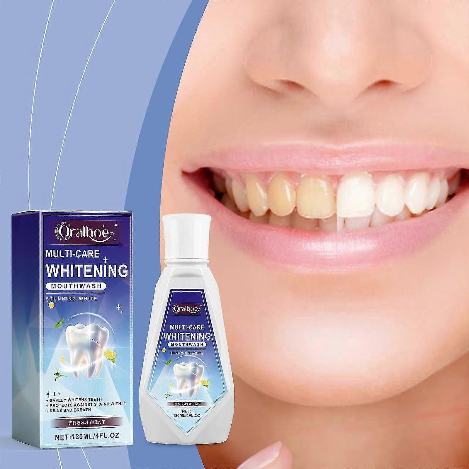 Multi-Care Whitening Mouthwash, Fresh Mint Flavor, Whitening Teeth and Fresh Breath, 120ml