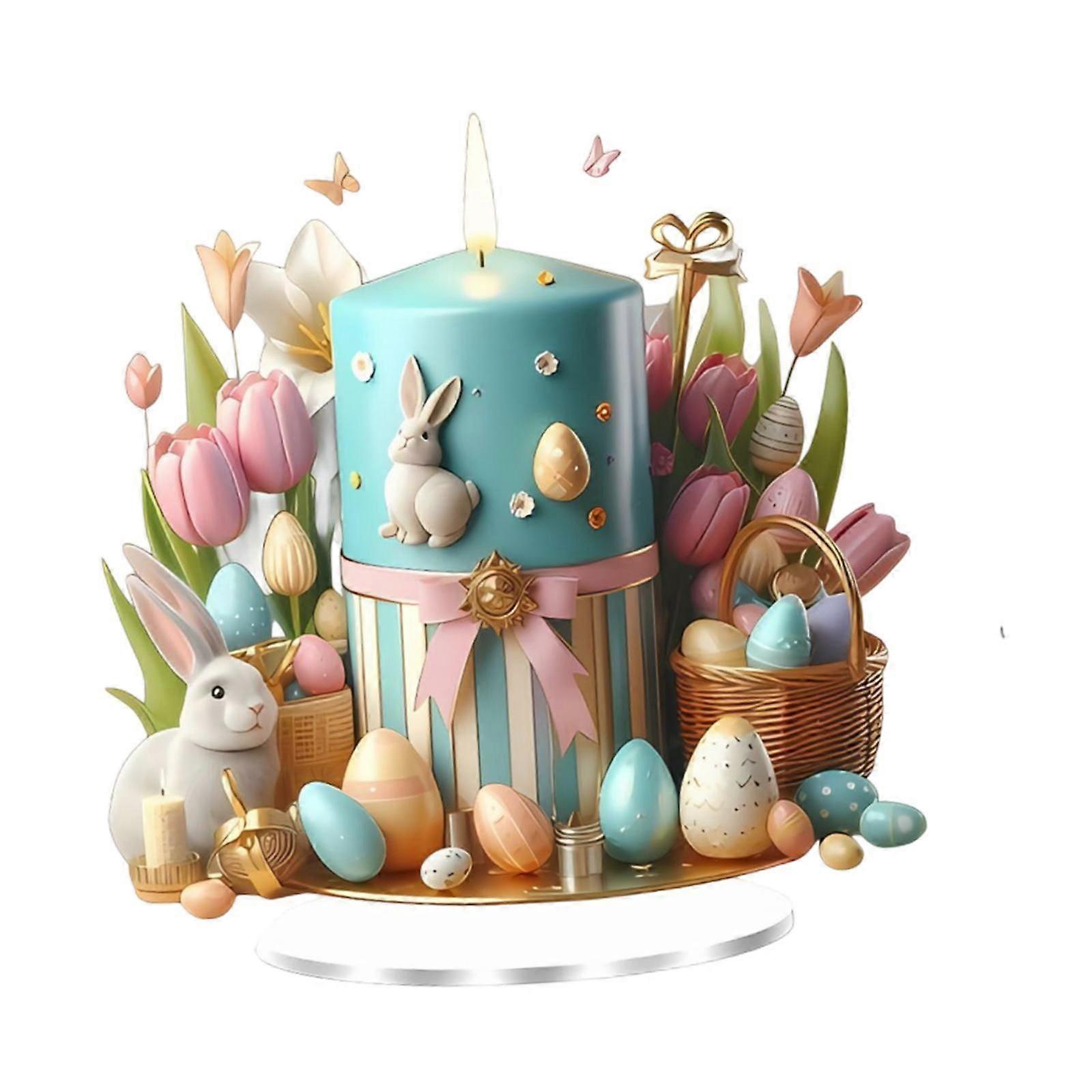 2D Easter Candle Acrylic Sign Gift with Stand for Fireplace Cabinet Tabletop