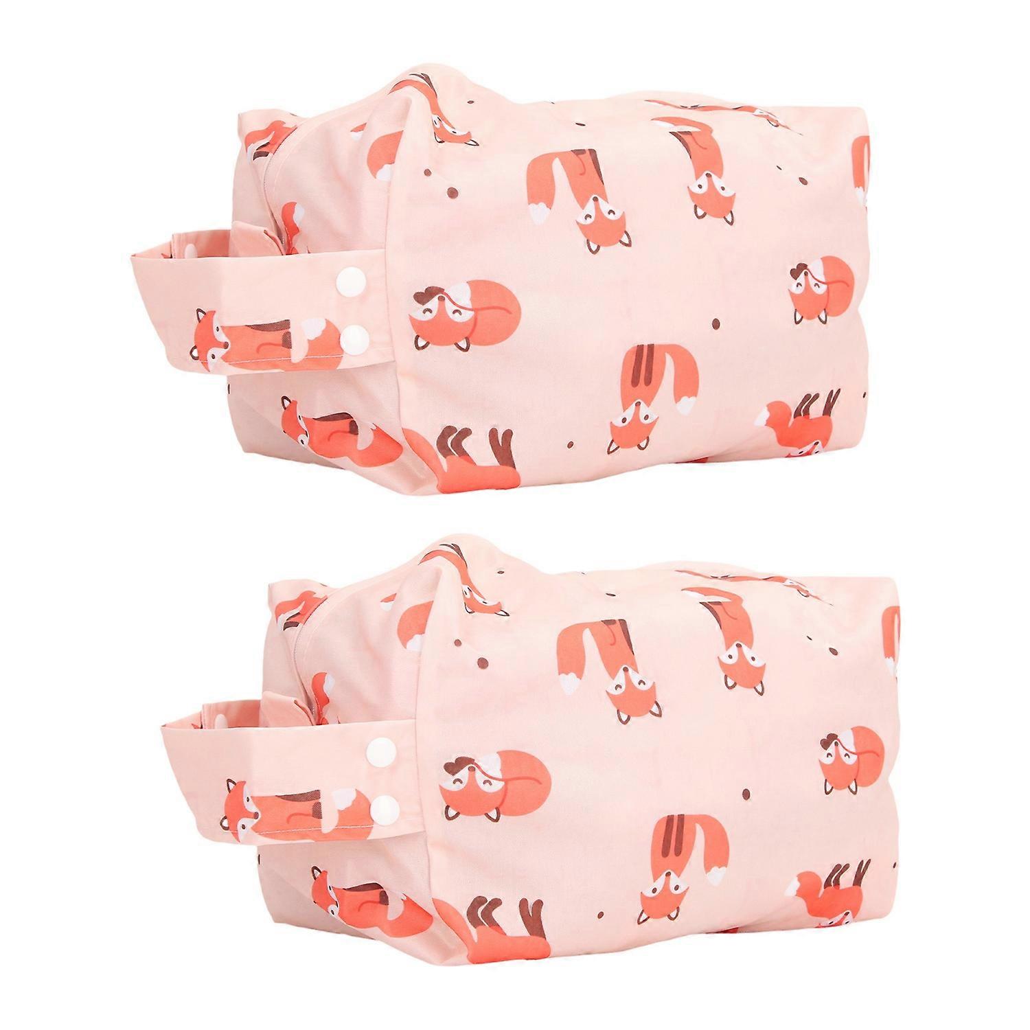 2 Pcs Diaper Bag Cartoon Pattern 3D Waterproof Diaper Storage Bag with Portable Handle for Home Outd