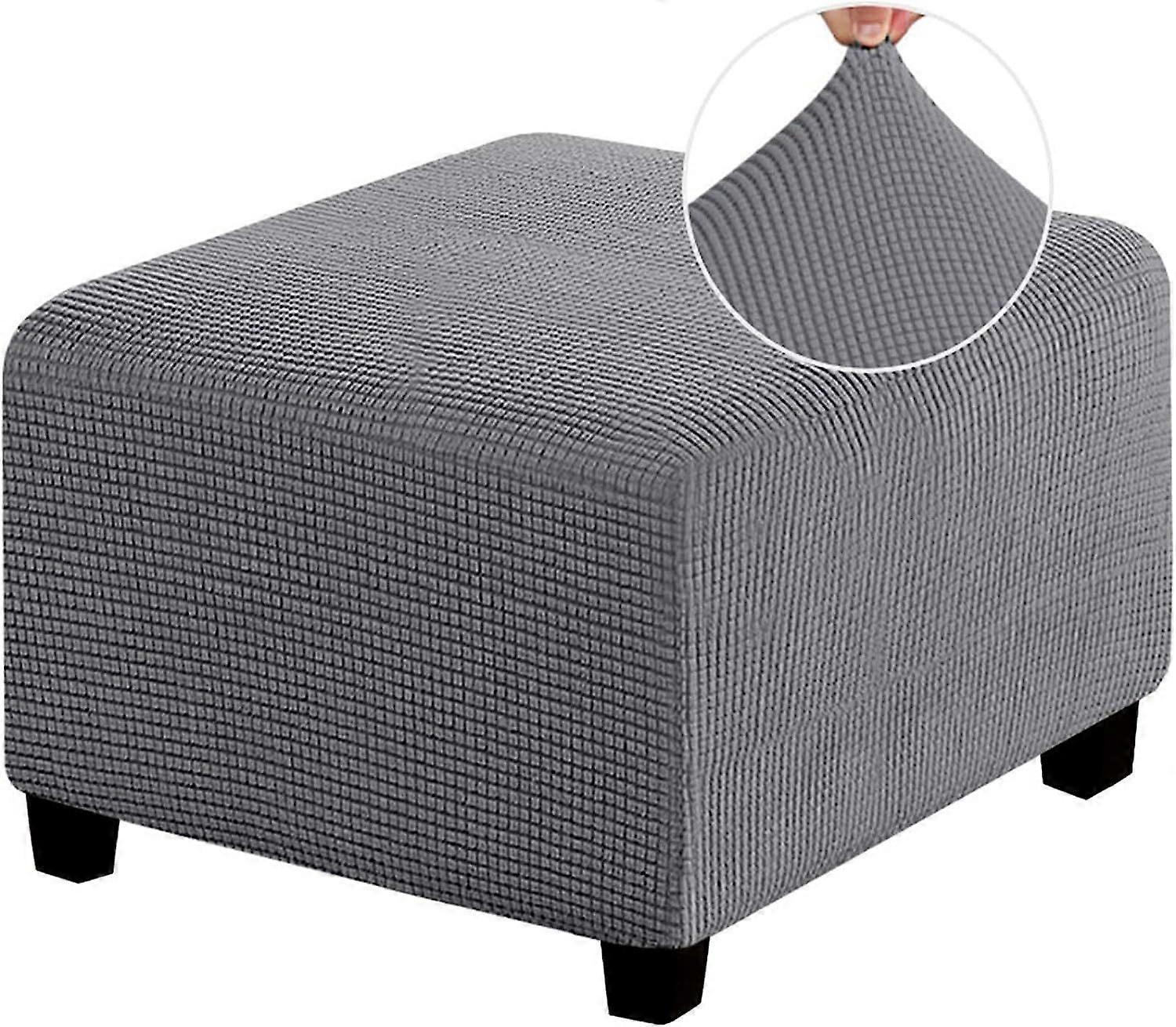 Stretch Footstool Slipcover, Stool Protector Cover with Elastic Bottom, Dustproof, Removable, Washable Footrests Pouff Covers, Ottoman Cover