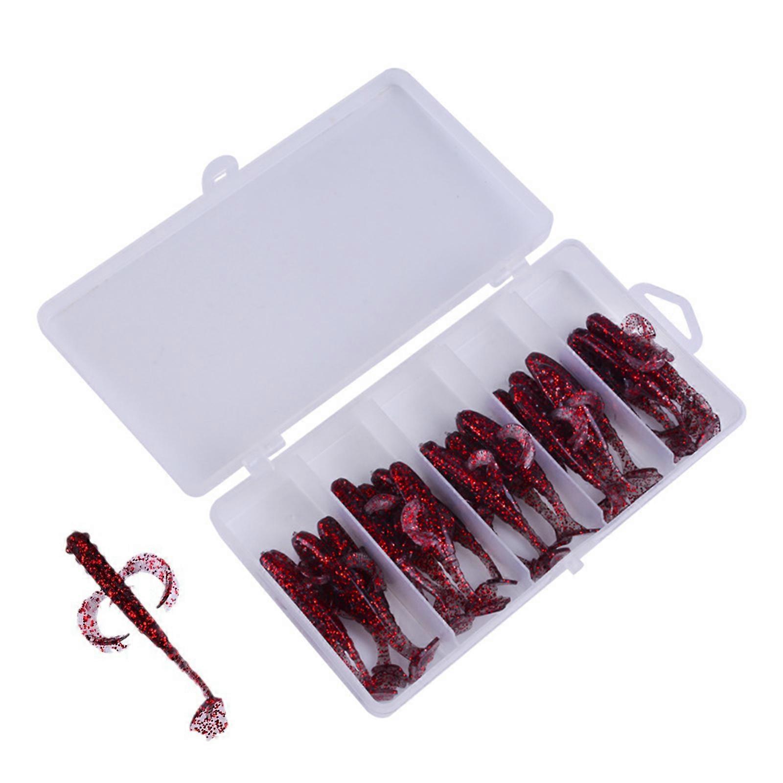 25Pcs 70mm 2.2g Soft Swimming Lures Baits, Slow Sinking Lures Soft Lures Simulation Loach Baits with Slenderness Tail Red