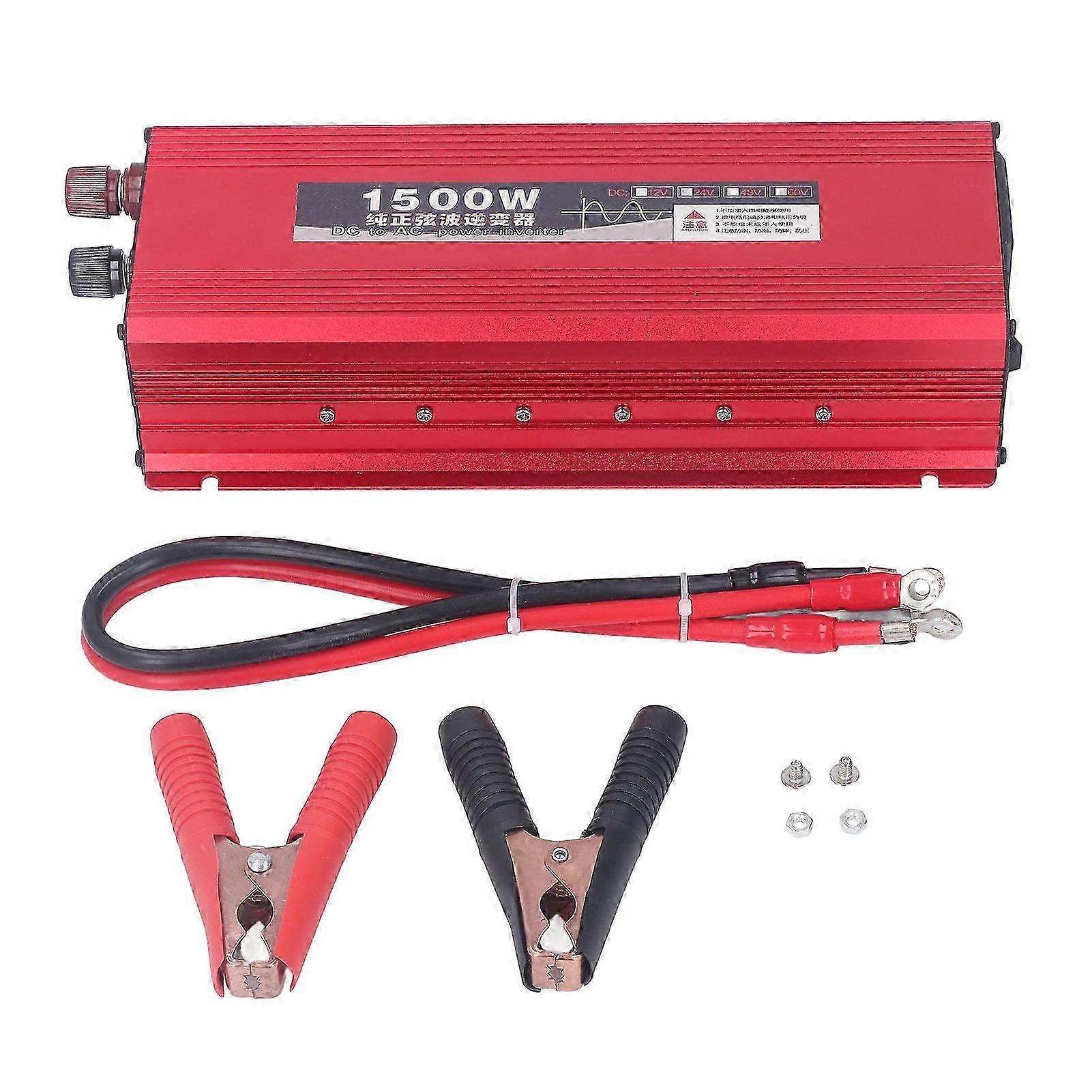 1500W Power Inverter LED Display Remote Control Pure Sine Wave Power Inverter for Car RV Camping Marine DC48V to AC220V