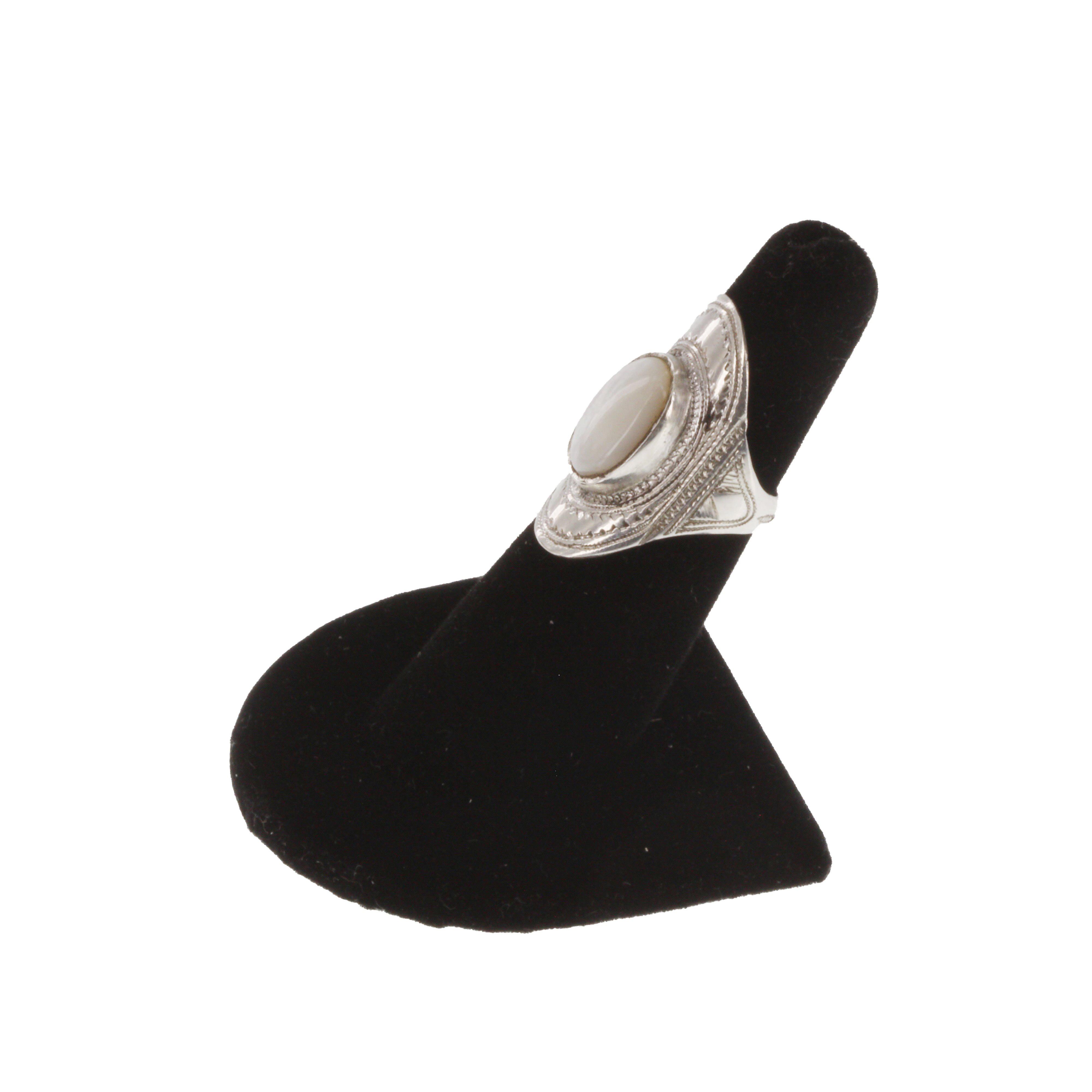 AMEZWAR Oval Silver & Semi-Precious Stone Ring