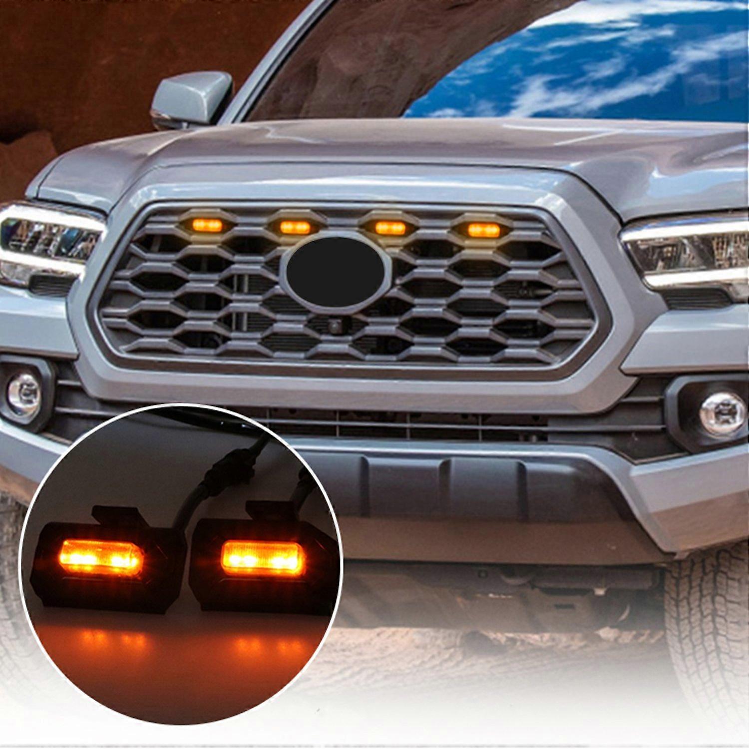 4 PCS Front Grille LED Grille Lights With add a Fuse Replacement for Tacoma TRD PRO 2020-2021 Black 