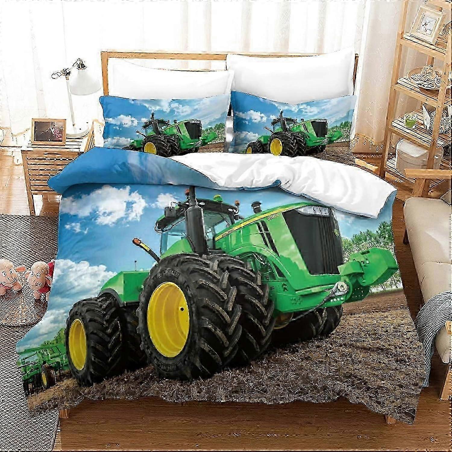 J2624 Lençóis de Cama Impressos em 3D Conjunto de Capa de Edredom para Trator Conjunto de 3 Peças Microfibra Ultra Macia Fácil Cuidado com Fecho de Zíper Design Único Conjunto de Cama Colcha C