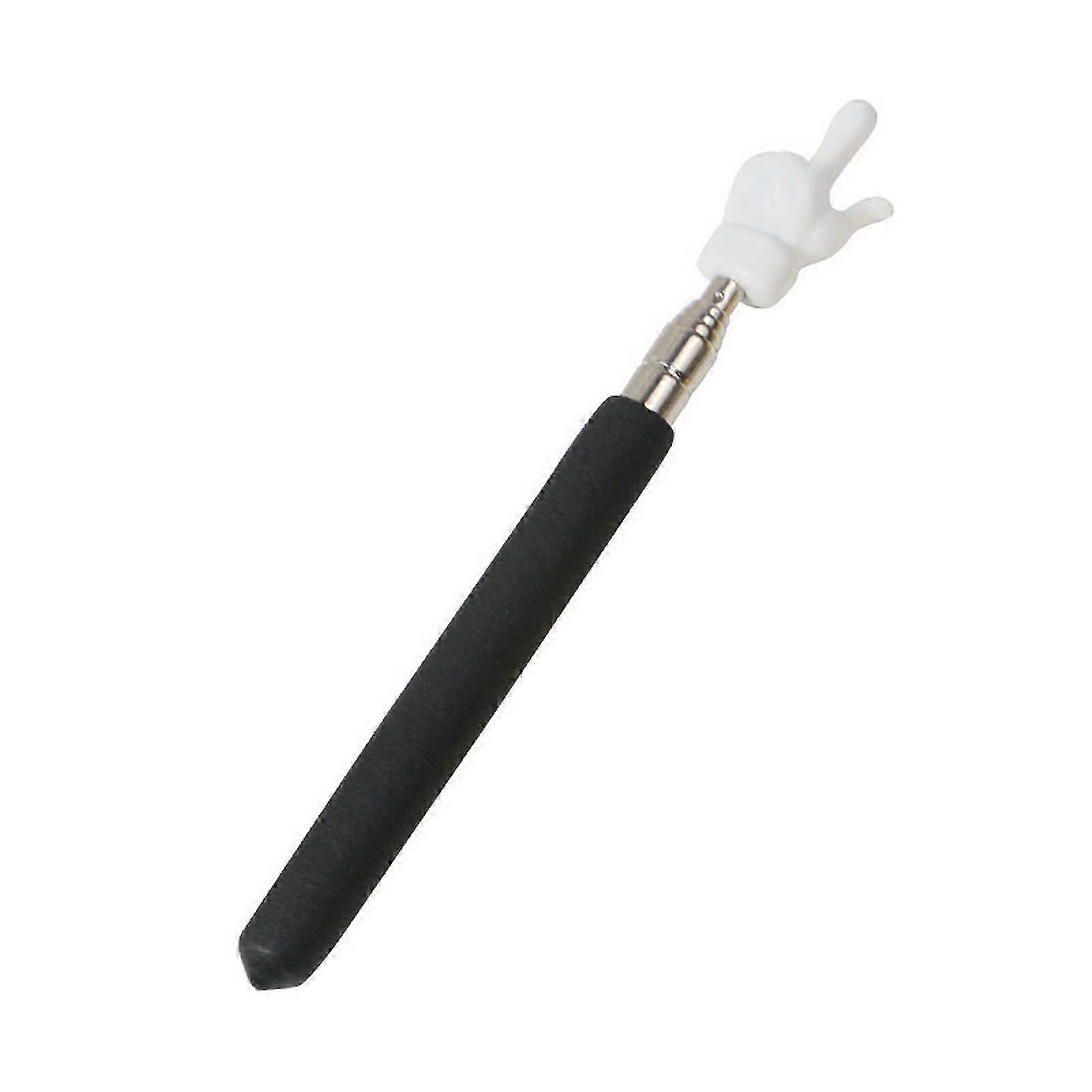 Retractable Teacher Pointer Colored Non-slip Handle Finger Design Stainless Steel Telescopic Rod Guiding Multifunctional Long Teaching Pointer Whitebo