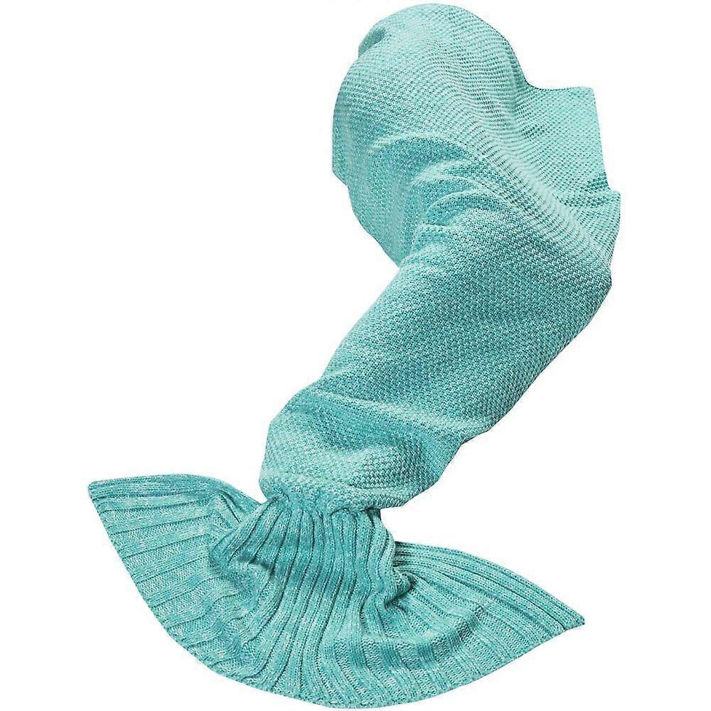 Feluna Meerjungfrau Kuscheldecke Wolldecke Flossen-Decke Wohndecke Tagesdecke Strickdecke; Blau Trkies