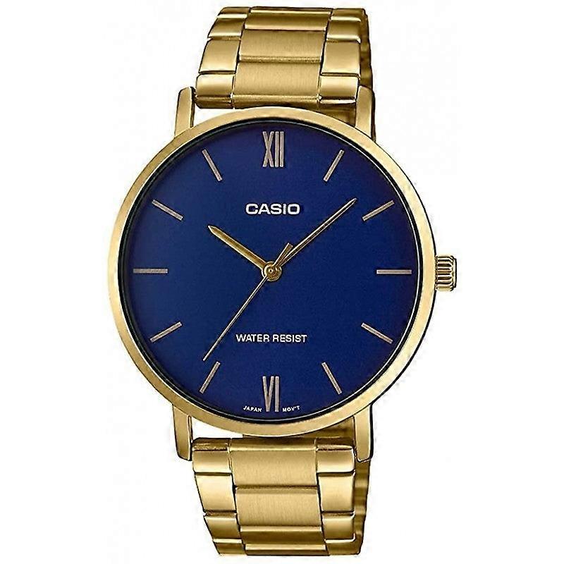 Casio Mtp-vt01g-2budf Men's Analog Watch – Blue Dial With Gold-tone Stainless Steel Bracelet