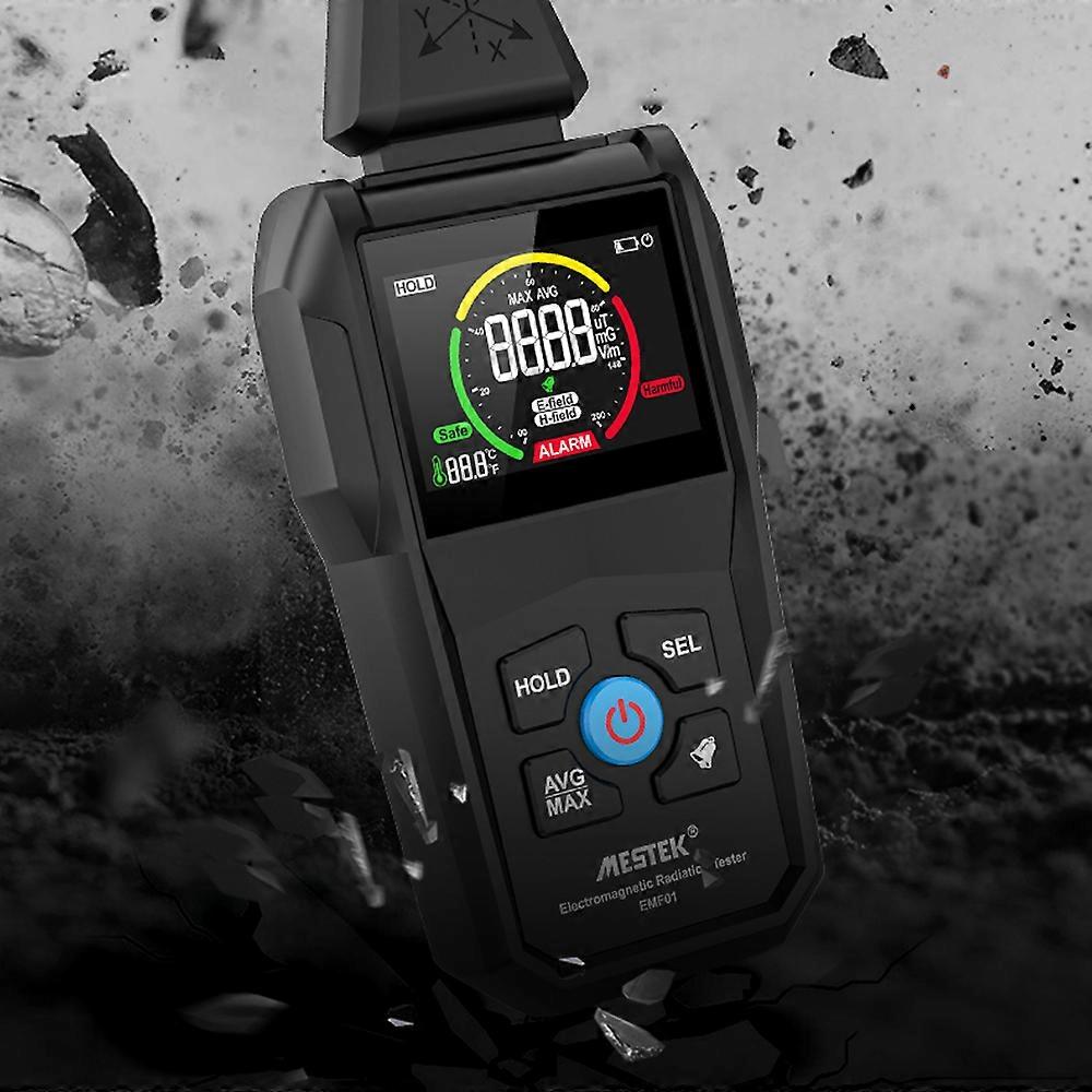 Handheld Portable Electromagnetic Radiation Detector Household Laboratory Hospital Multi-function Temperature Humidity Tester Digital Color Display R