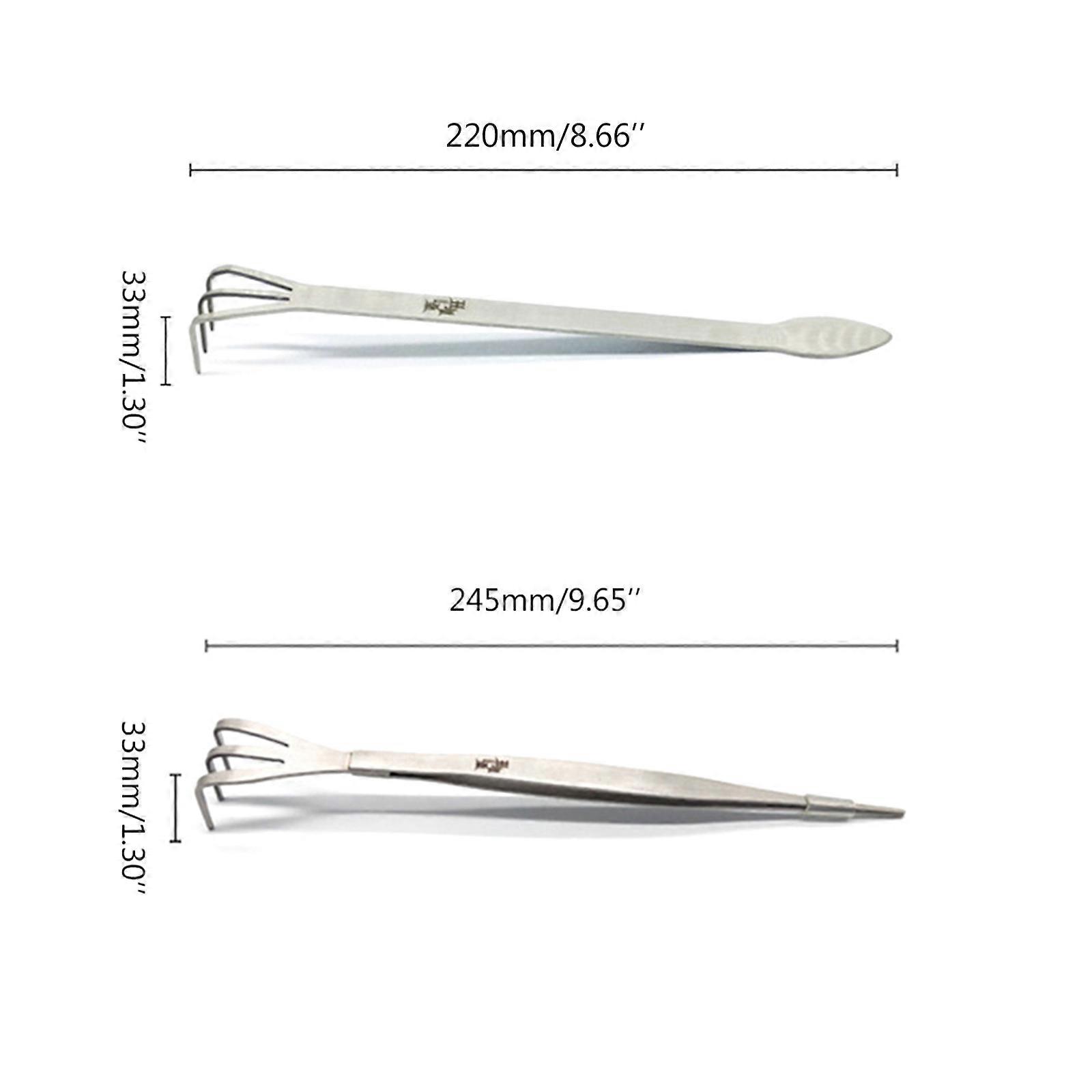 Portable 2-in-1 Garden Rake Spatula Stainless Steel Ergonomic Handle for Gardening with 3 Tines for Bonsai Lover Present