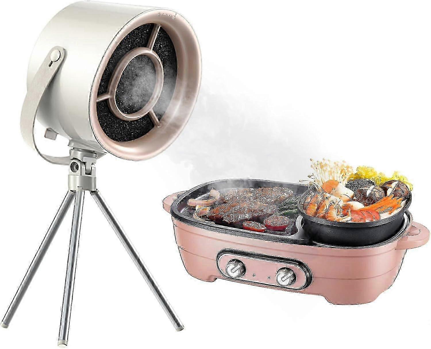 Desktop Range Hood, Portable Range Hood With 3 Speed Exhaust Fan, Detachable Filter Screen Adsorbed Oil, Mini Range Hood For Bbq Indoor Hot Bot