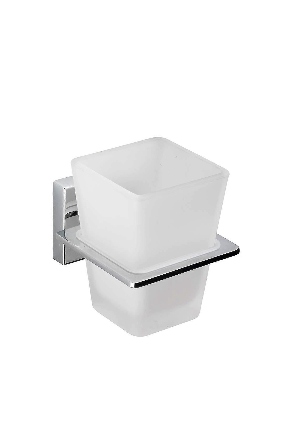 Chrome Plated Square Design Tumbler and Holder