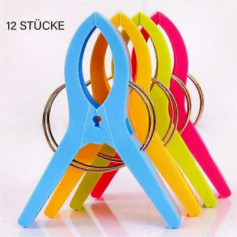 Large Durable Clips for Beach Towels, Laundry & Sunbeds - 12-Pack Multipurpose Fasteners.