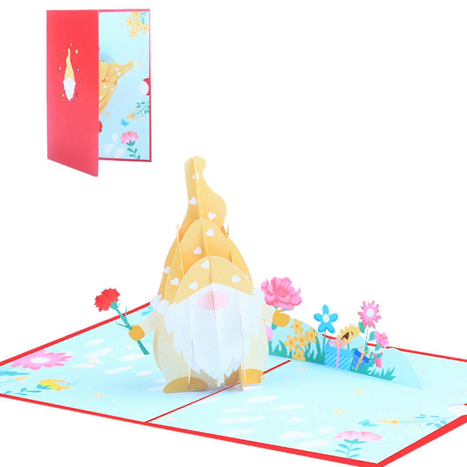 3D for Pop Up Cards Mother's Day Gnome Greeting Cards for Mom Postcard with Enve  Red