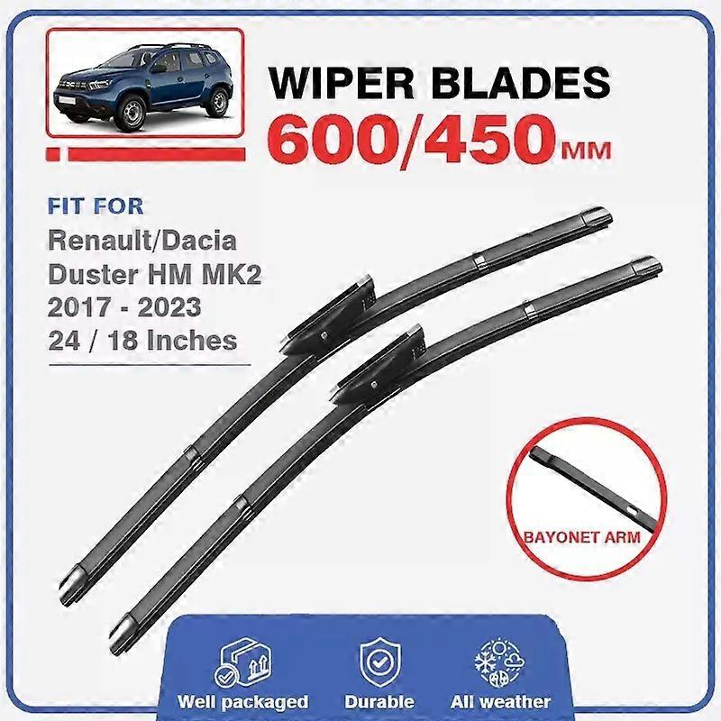 For For Renault / Dacia Duster MK2 HM 2017 - 2024 Front Windshield Wiper Blades Windscreen Accessories 2018 2019 2020 2021 2022 2023